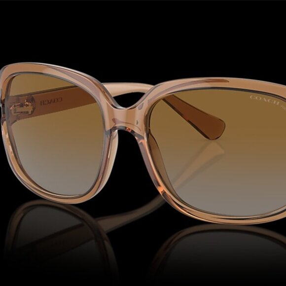 Coach HC8169 L149 Polarized Square Sunglasses – Transparent Brown, 57mm - Picture 1 of 4
